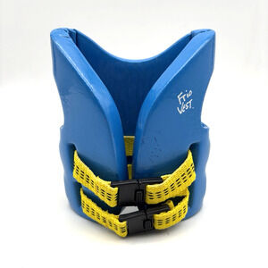 Vintage 90s Frio Vest Blue Foam Life Jacket Beer/Drink Koozie 5" Tall - Floats